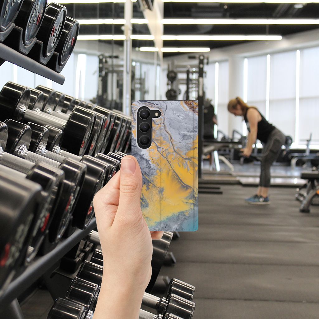 Samsung Galaxy S23 Standcase Marble Blue Gold - B2C Telecom