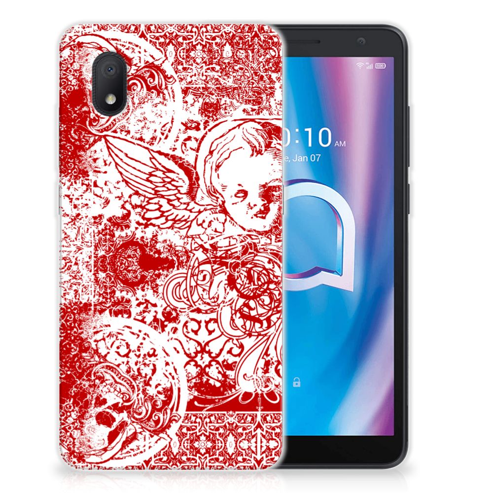 Silicone Back Case Alcatel 1B (2020) Angel Skull Rood