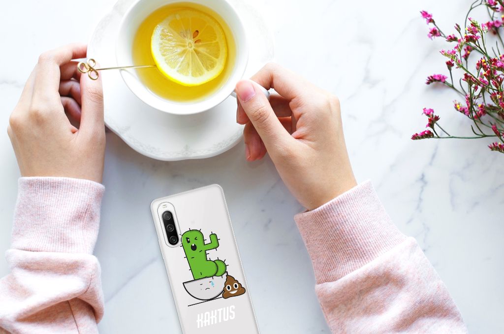 Sony Xperia 10 IV Telefoonhoesje met Naam Cactus Poo B2C Telecom
