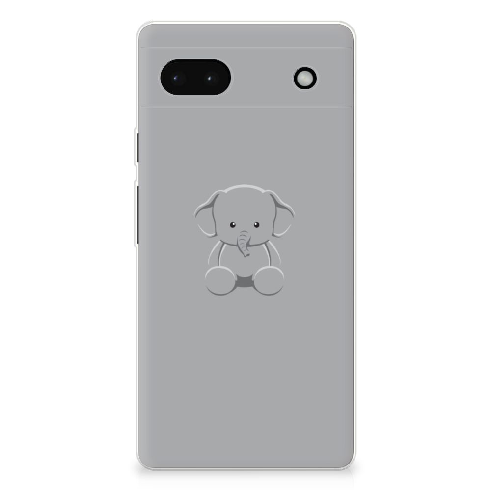 Google Pixel 6A Telefoonhoesje met Naam Grijs Baby Olifant