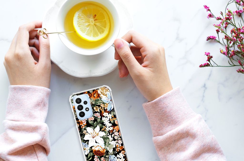 Case voor Samsung Galaxy A23 Dark Flowers - B2C Telecom