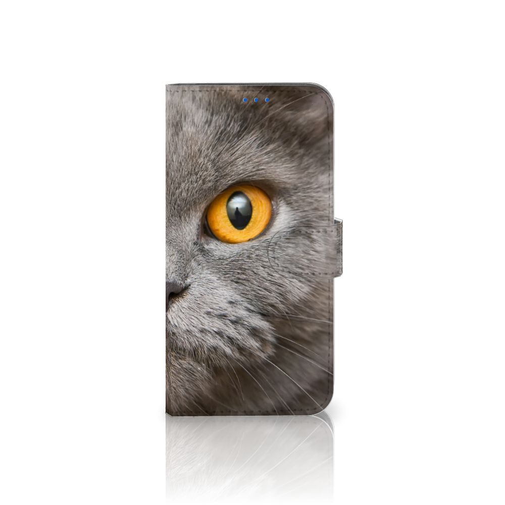 Telefoonhoesje met Pasjes OPPO Reno6 5G Britse Korthaar met afbeelding van een Britse korthaar kat.