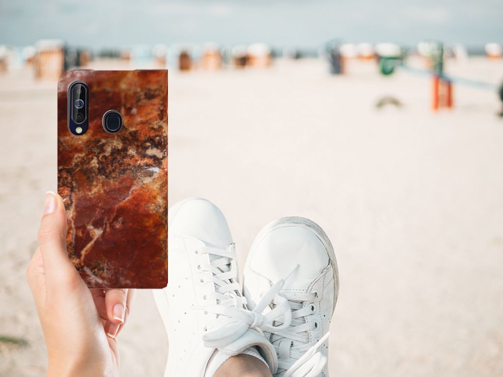 Samsung Galaxy A60 Standcase Marmer Bruin
