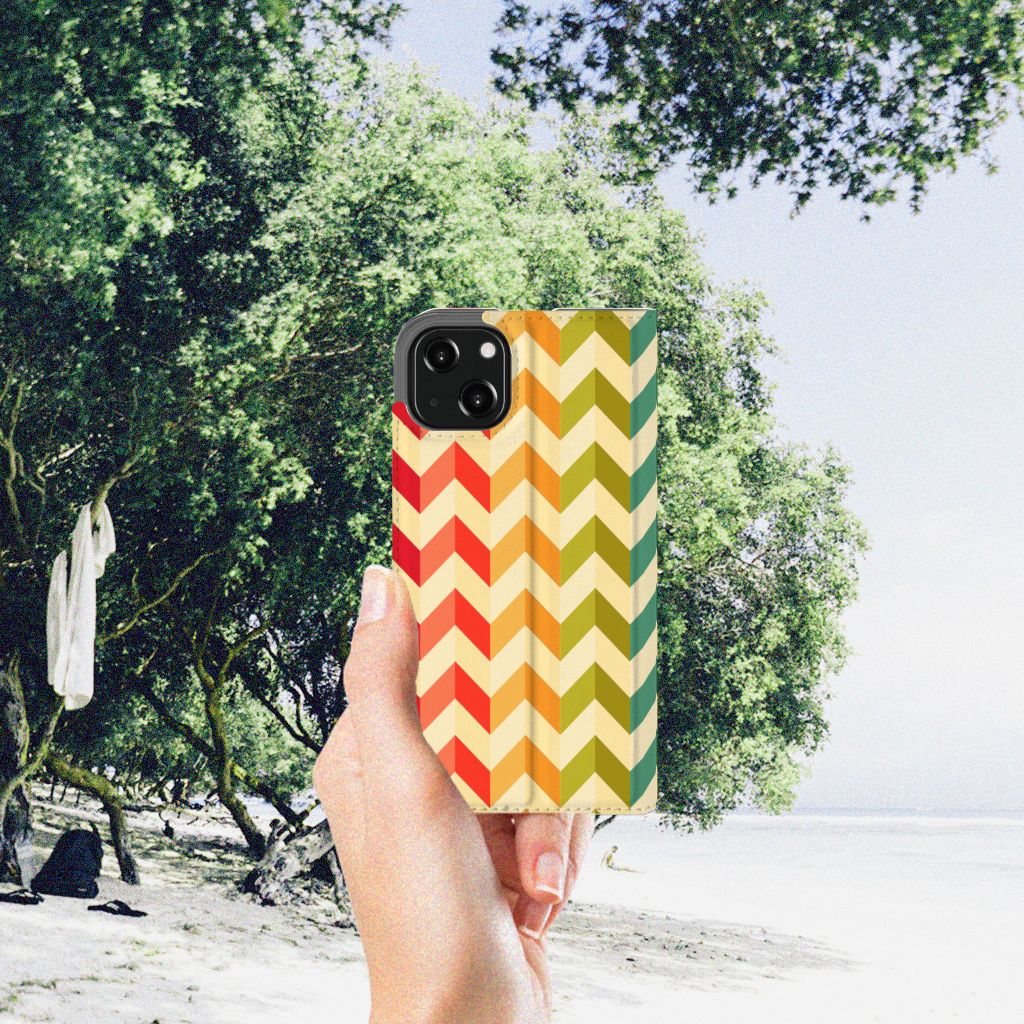 iPhone 13 Hoesje met Magneet Zigzag Multi Color