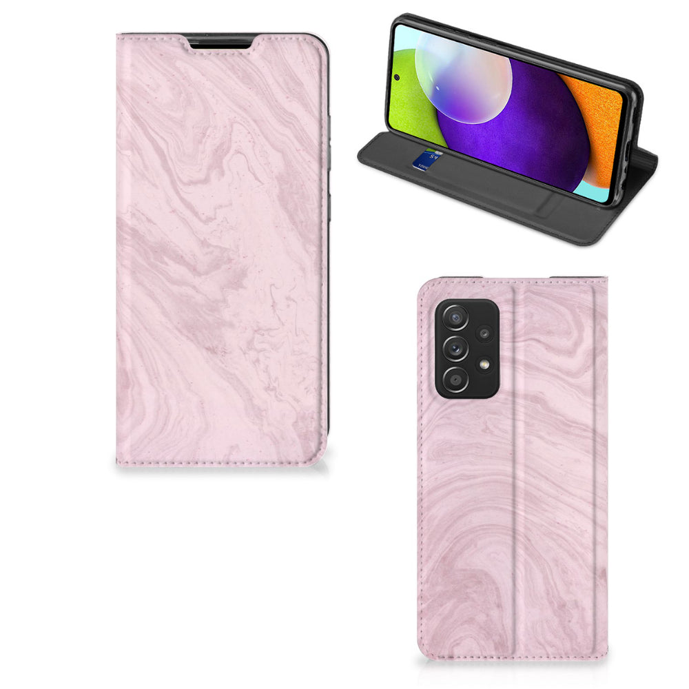 Samsung Galaxy A52 Standcase Marble Pink - Origineel Cadeau Vriendin