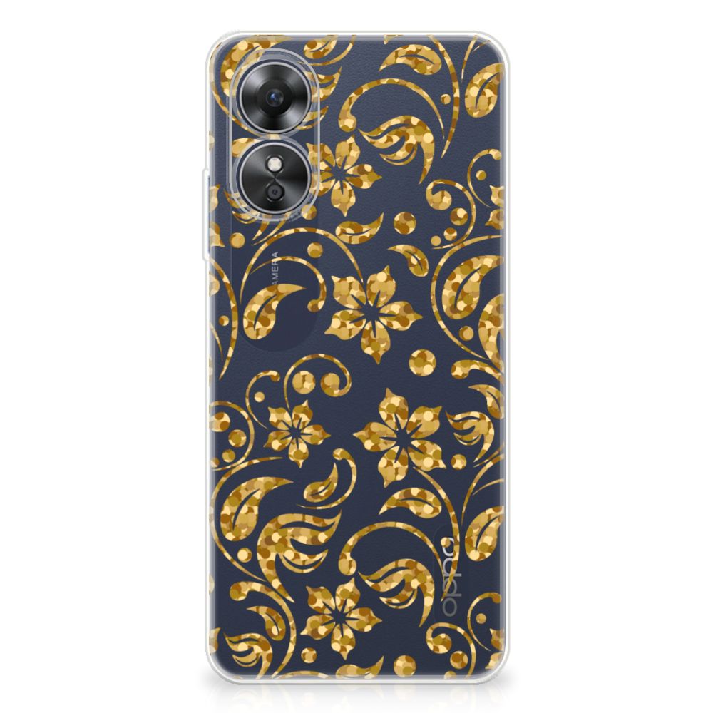 OPPO A17 TPU Case Gouden Bloemen