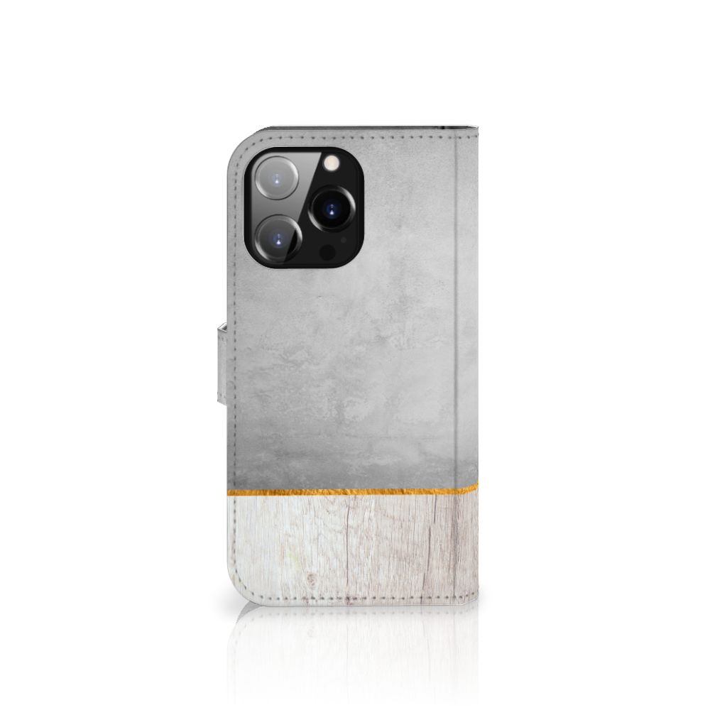iPhone 14 Pro Max Book Style Case Wood Concrete