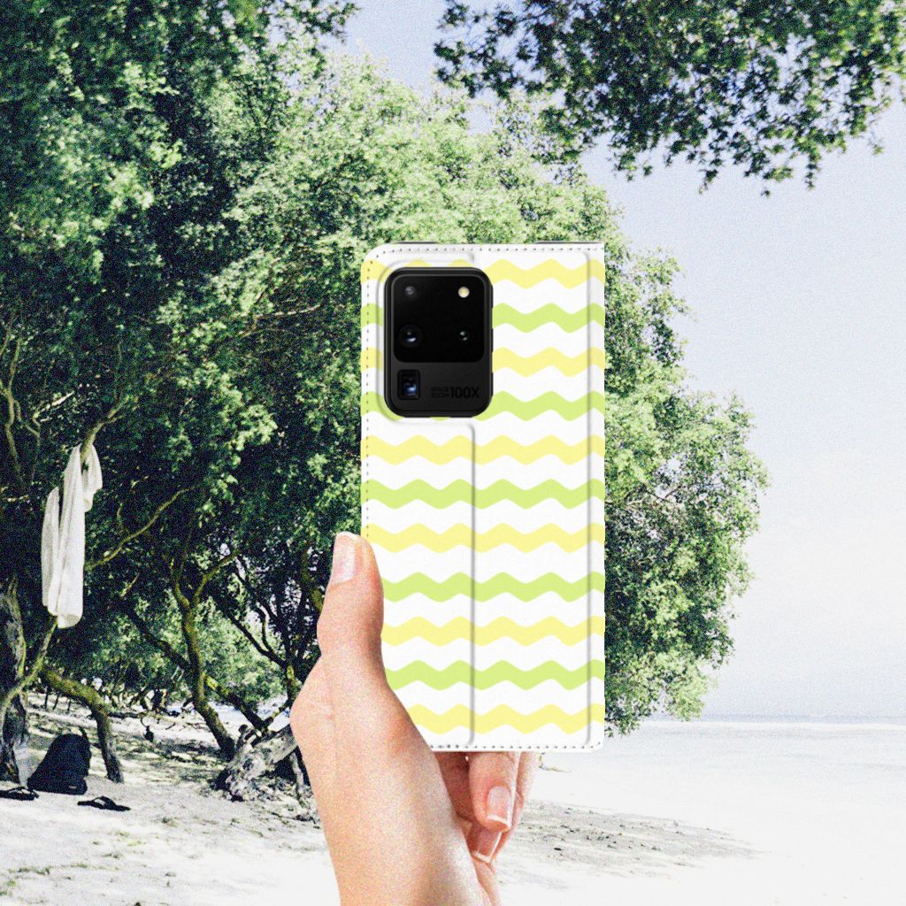 Samsung Galaxy S20 Ultra Hoesje met Magneet Waves Yellow - B2C Telecom