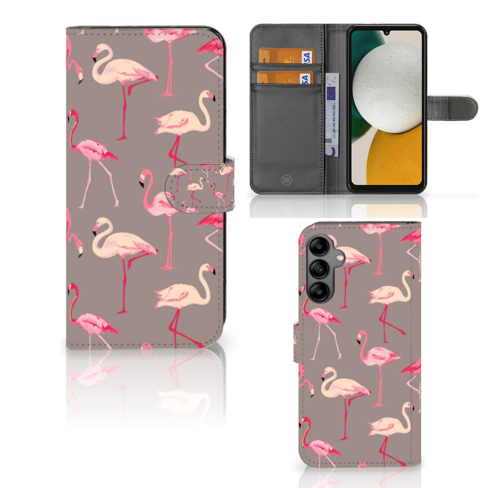 Samsung Galaxy A34 Telefoonhoesje met Pasjes Flamingo