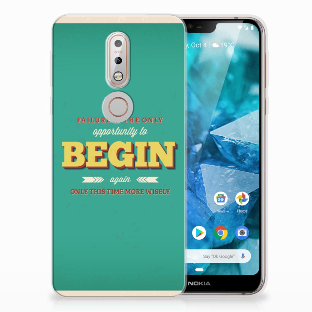 Nokia 7.1 Siliconen hoesje met naam Quote Begin