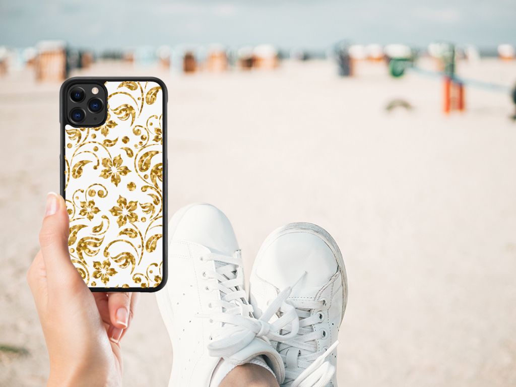 Apple iPhone 11 Pro Max Skin Case Gouden Bloemen B2C Telecom