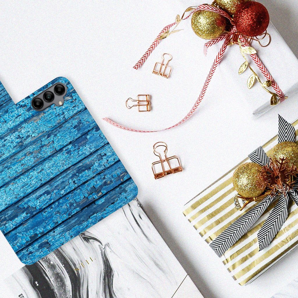 Samsung Galaxy A34 Book Style Case Wood Blue