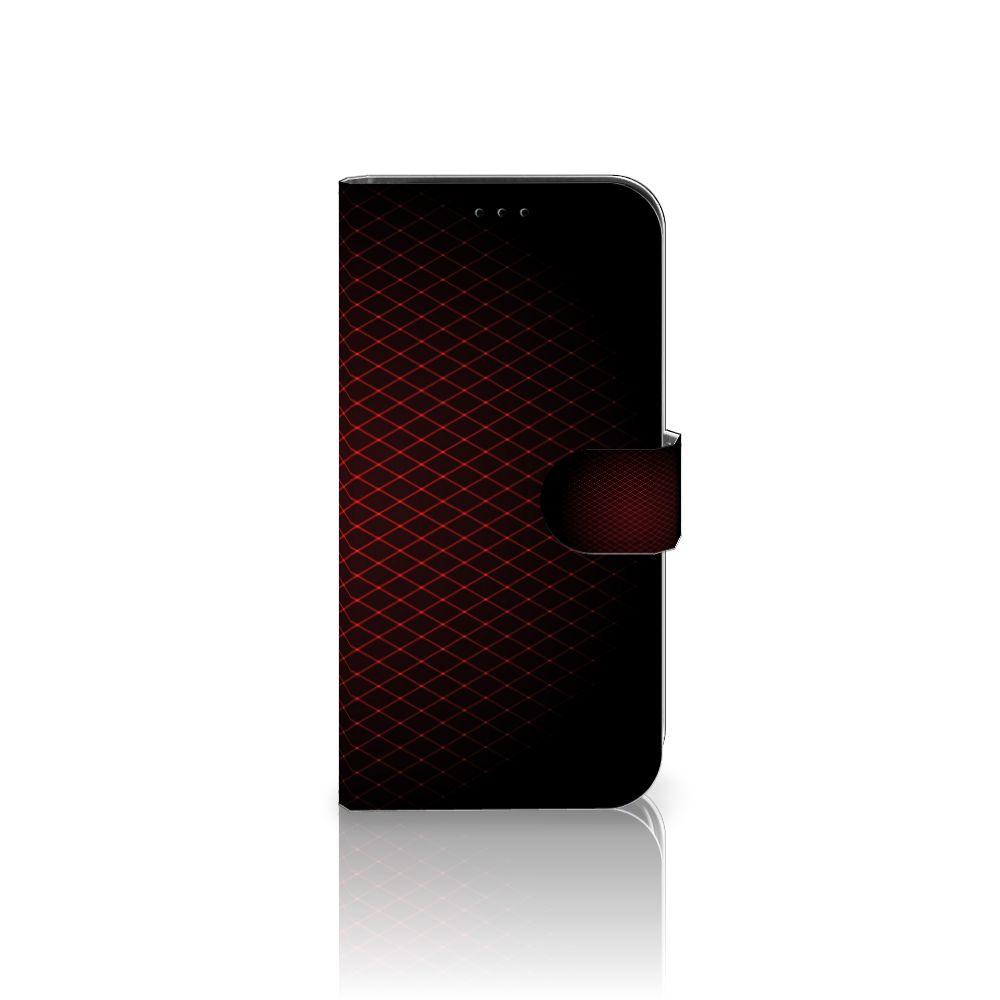 iPhone 13 Pro Telefoon Hoesje Geruit Rood met minimalistisch design en ruimte voor 3 pasjes