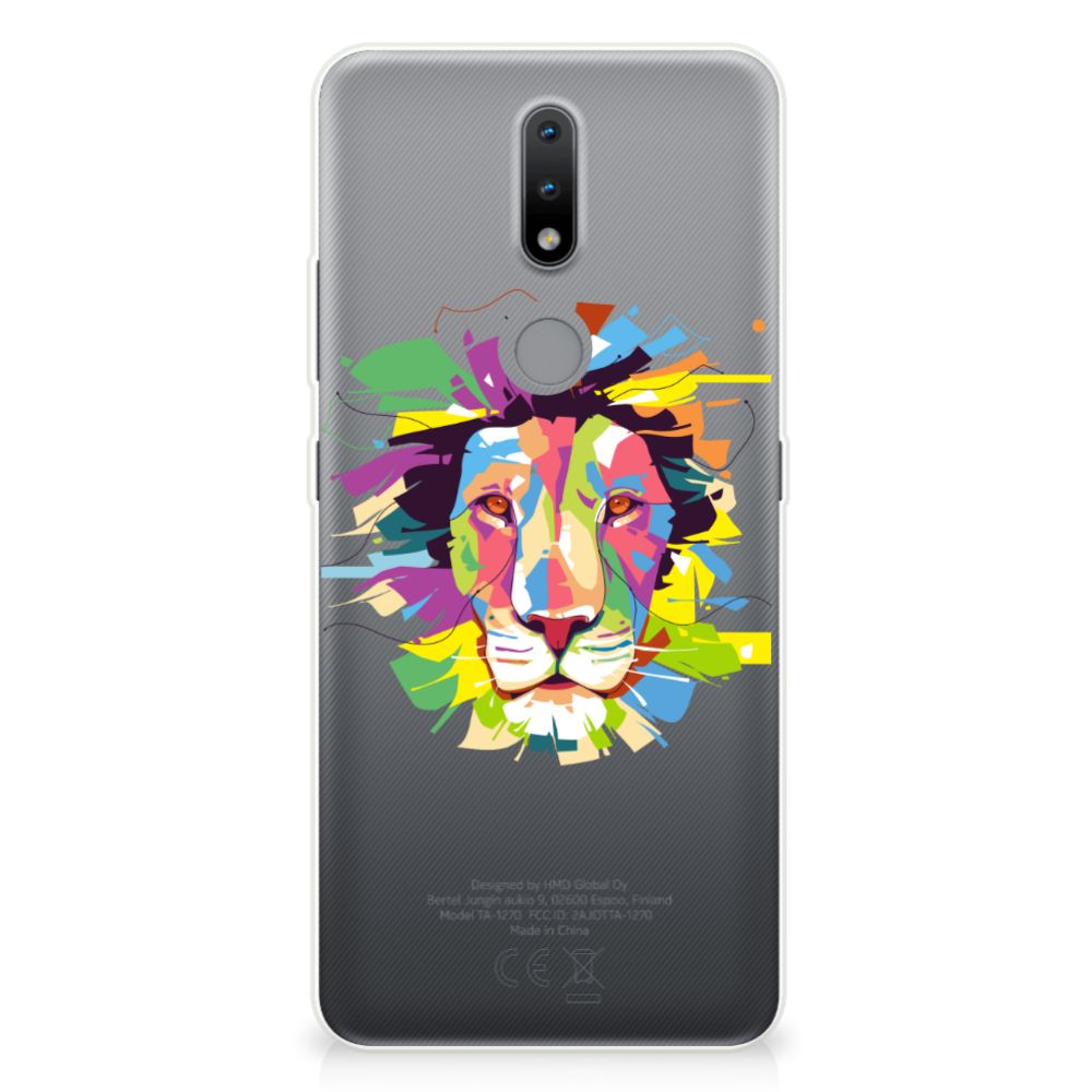 Nokia 2.4 Telefoonhoesje met Naam Lion Color