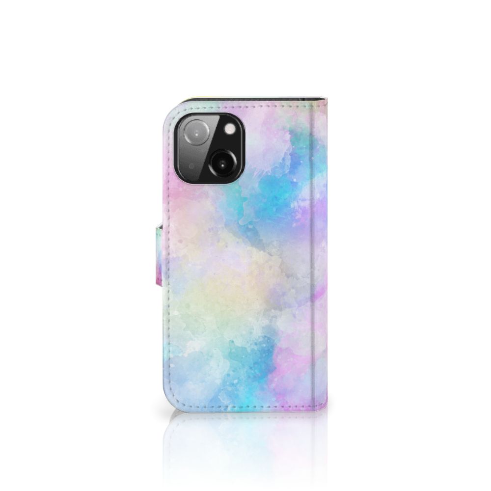 Hoesje iPhone 13 Mini Watercolor Light met pastelkleuren en pasjeshouder
