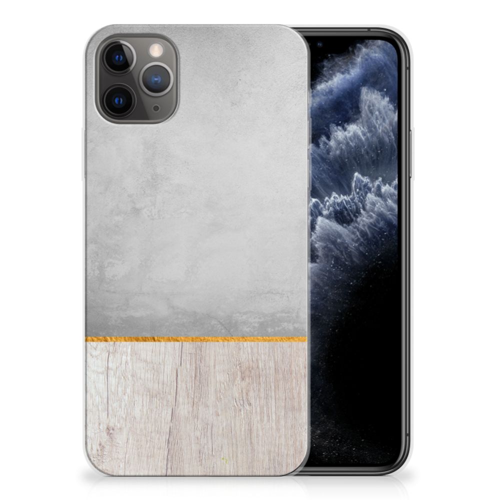 Apple iPhone 11 Pro Max Bumper Hoesje Wood Concrete