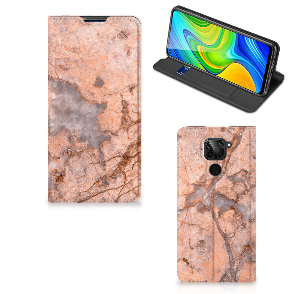 Xiaomi Redmi Note 9 Standcase Marmer Oranje