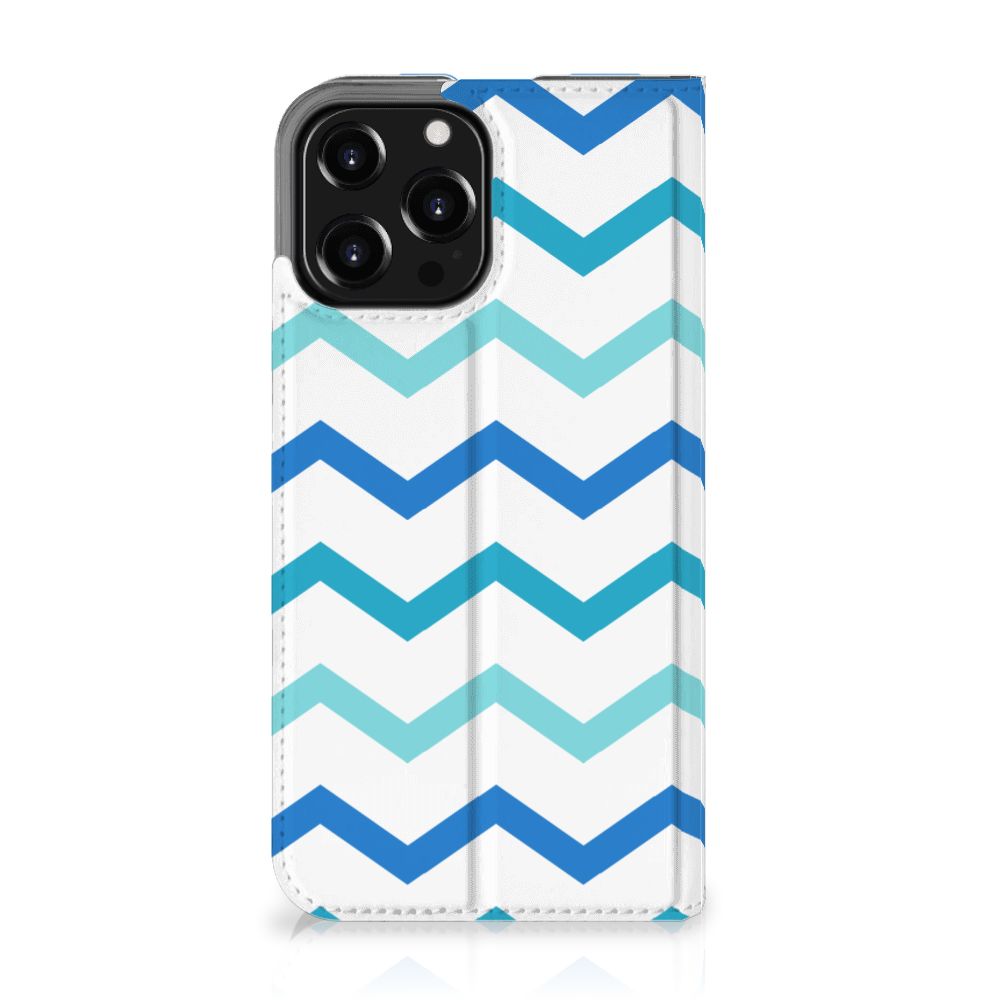 iPhone 13 Pro Max Hoesje met Magneet Zigzag Blauw - B2C Telecom