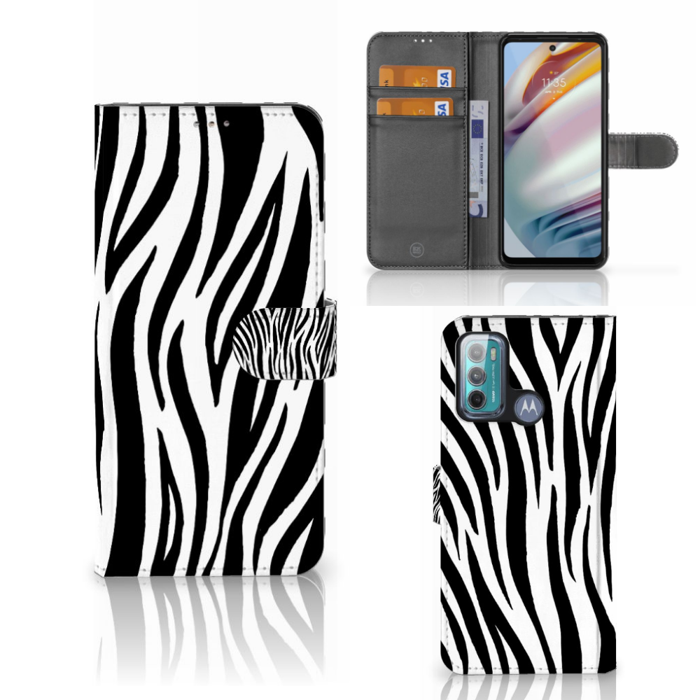 Motorola Moto G60 Telefoonhoesje met Pasjes Zebra