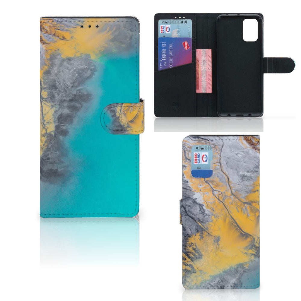 Samsung Galaxy A02s | M02s Bookcase Marble Blue Gold