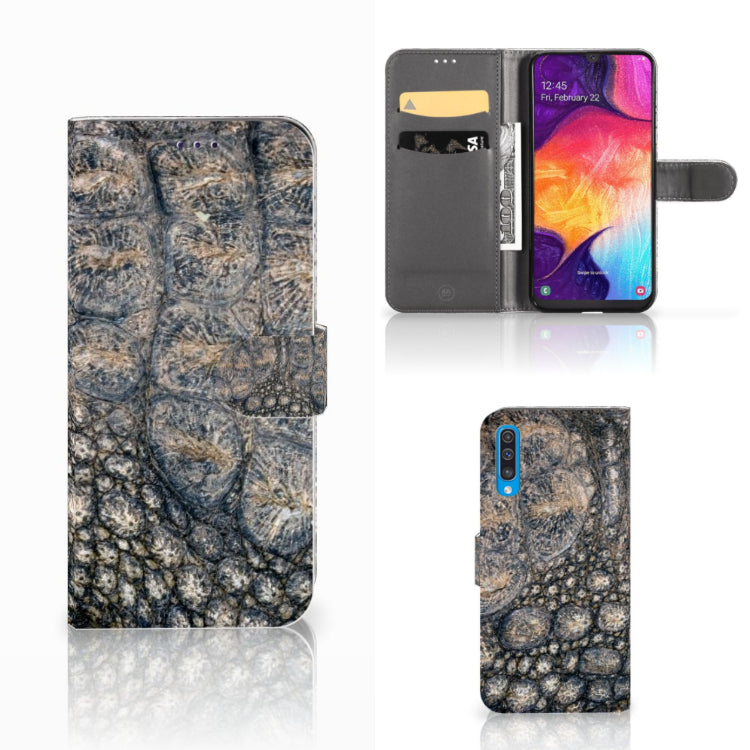 Samsung Galaxy A50 Telefoonhoesje met Pasjes Krokodillenprint
