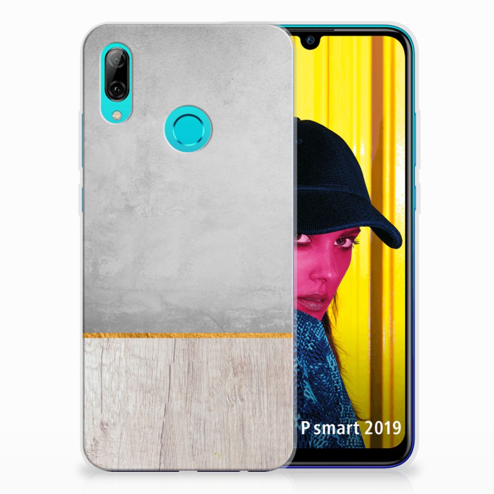 Huawei P Smart 2019 Bumper Hoesje Wood Concrete