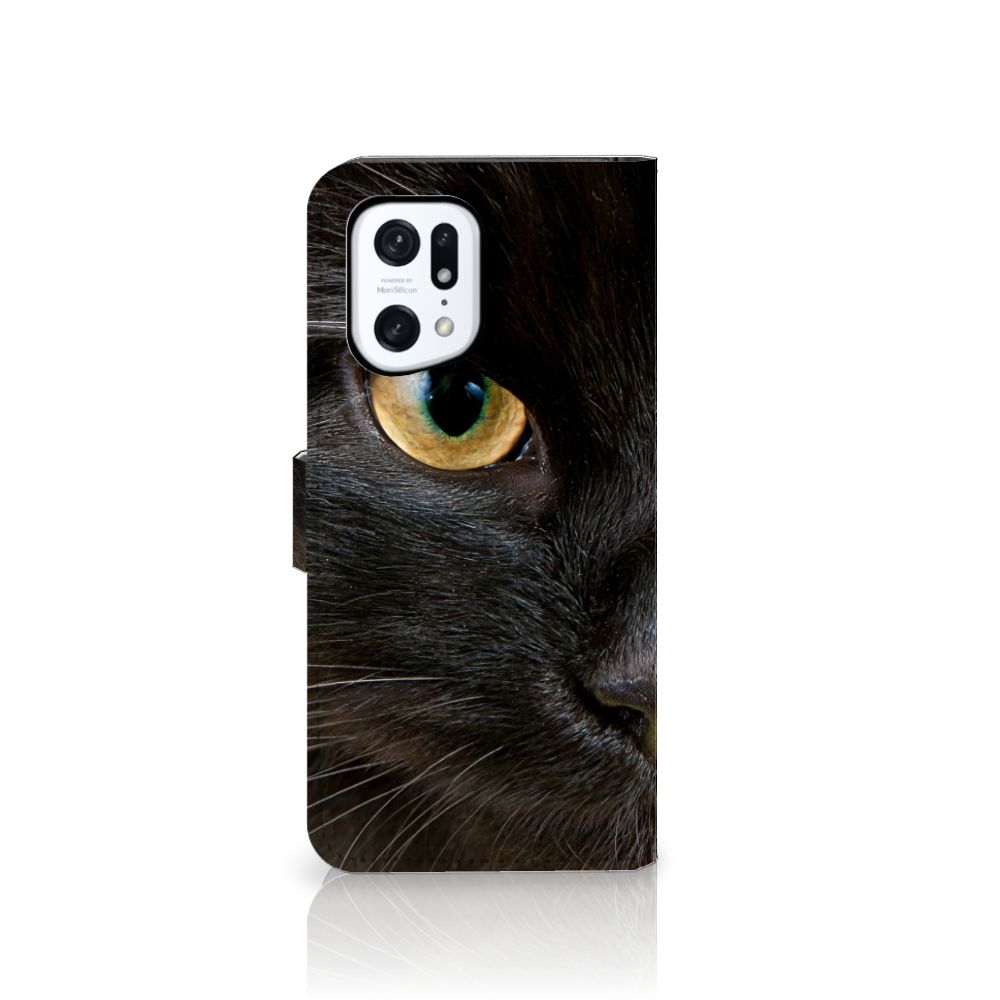 OPPO Find X5 Pro Telefoonhoesje met Pasjes Zwarte Kat