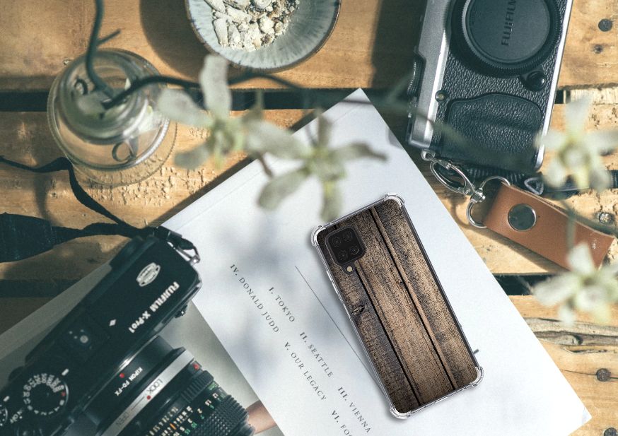 Samsung Galaxy A12 Stevig Telefoonhoesje Steigerhout