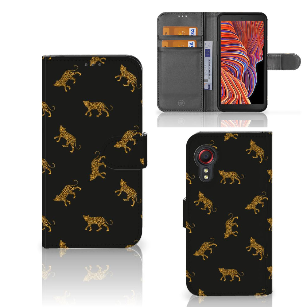 Telefoonhoesje met Pasjes voor Samsung Galaxy Xcover 5 Leopards