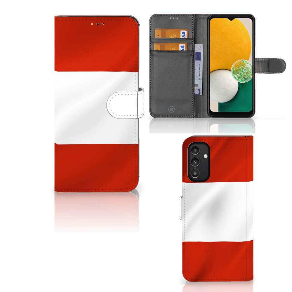 Samsung Galaxy A14 5G Bookstyle Case Oostenrijk met vlagontwerp en kaartvakjes