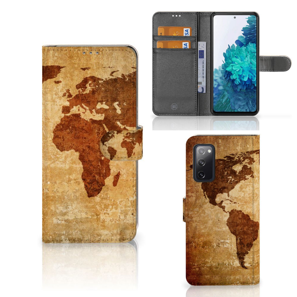 Samsung Galaxy S20 FE Flip Cover Wereldkaart