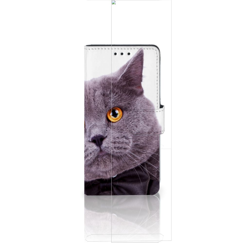 Huawei Ascend P8 Lite Telefoonhoesje met Pasjes Kat