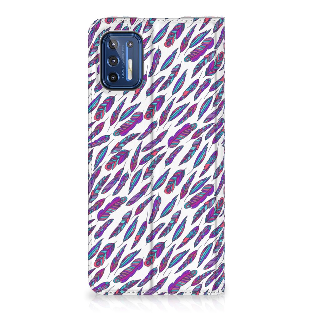 Motorola Moto G9 Plus Hoesje met Magneet Feathers Color - B2C Telecom