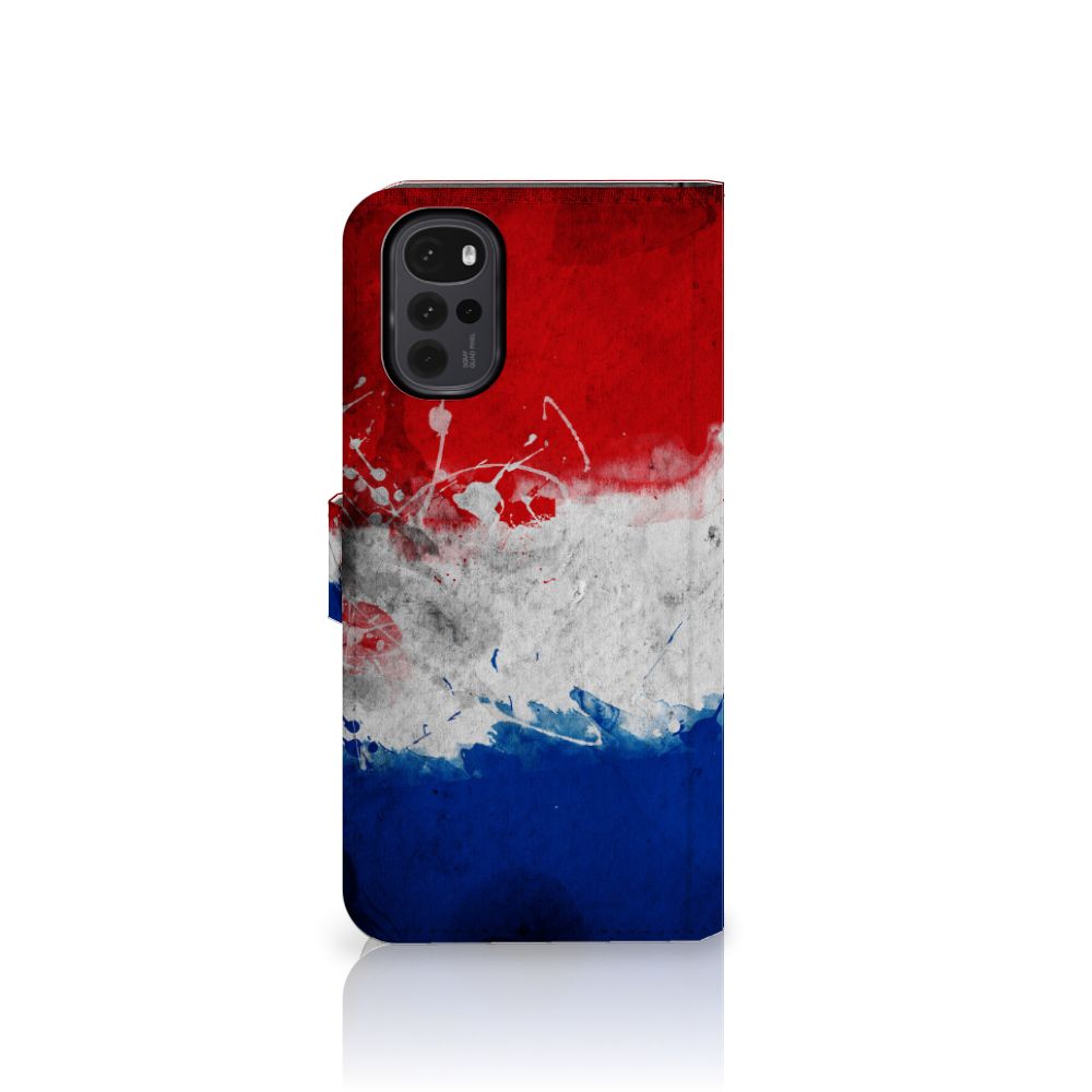 Motorola Moto G22 Bookstyle Case Nederland met artistiek design van de Nederlandse vlag.