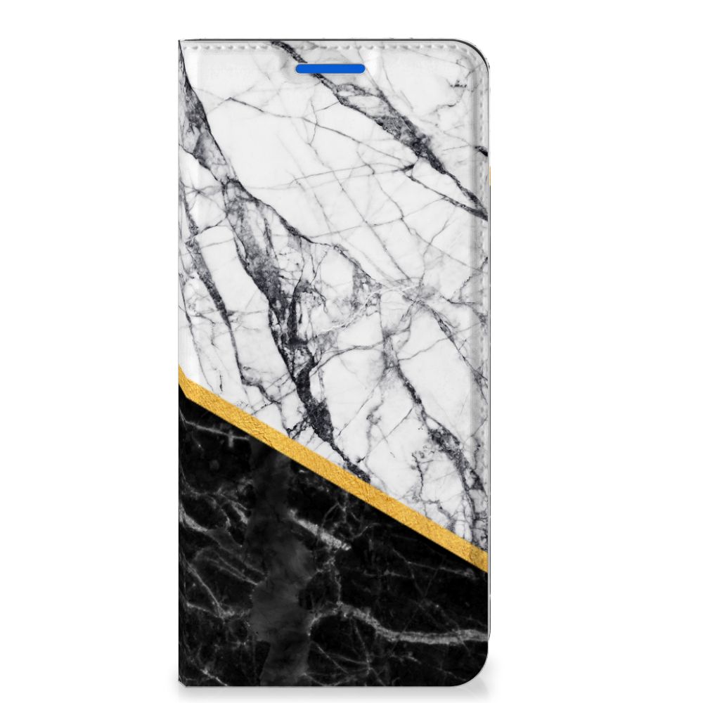 OPPO Reno6 5G Standcase Marmer Wit Zwart - Origineel Cadeau Man - B2C Telecom