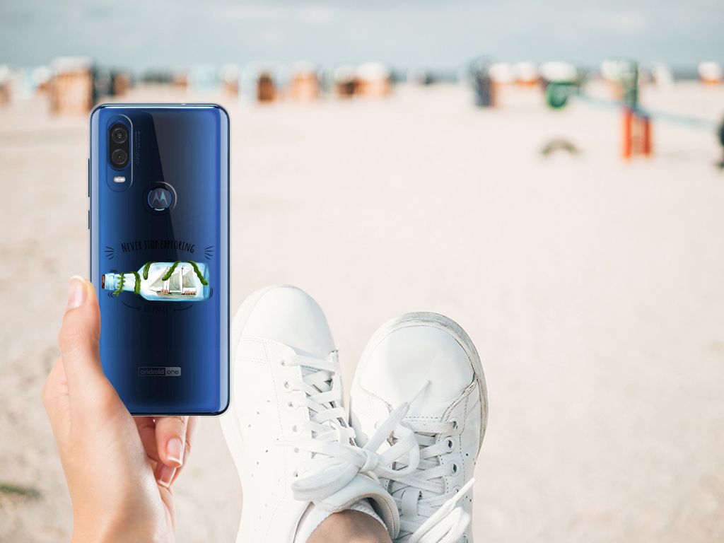 Motorola One Vision Telefoonhoesje met Naam Boho Bottle