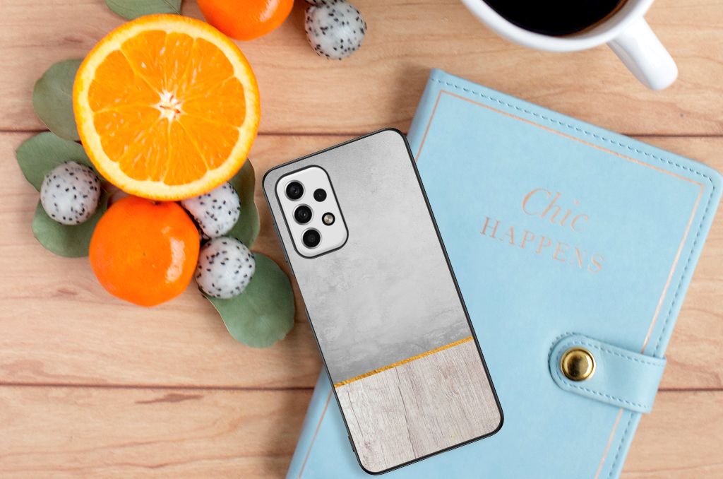 Samsung Galaxy A23 Houten Print Telefoonhoesje Wood Concrete B2C Telecom
