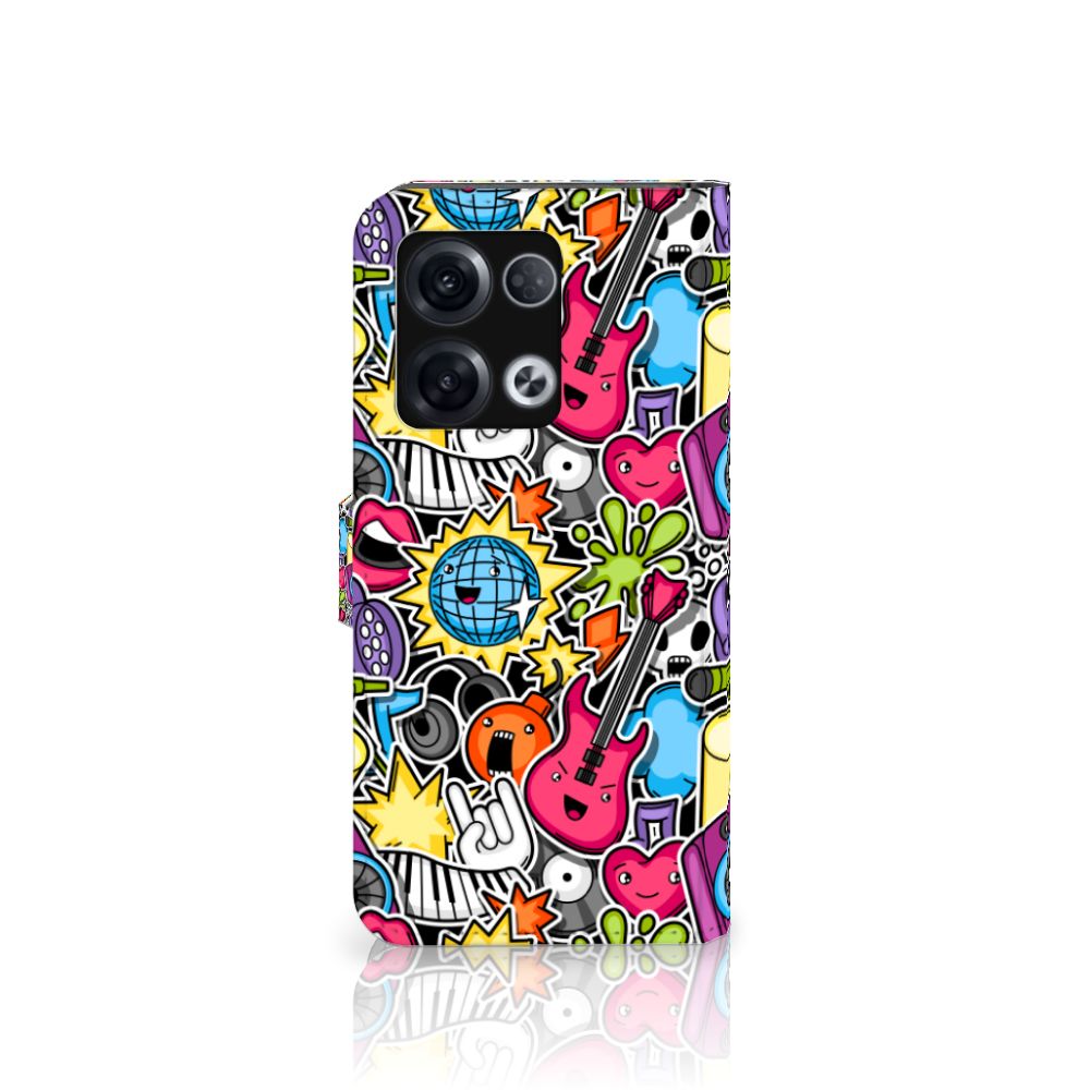 OPPO Reno8 Pro Wallet Case met Pasjes Punk Rock