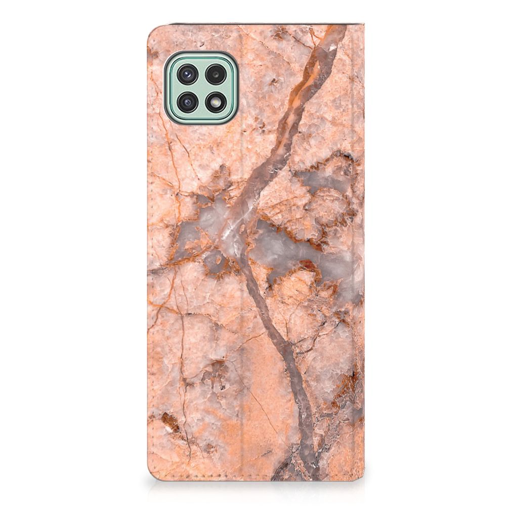 Samsung Galaxy A22 5G Standcase Marmer Oranje - B2C Telecom