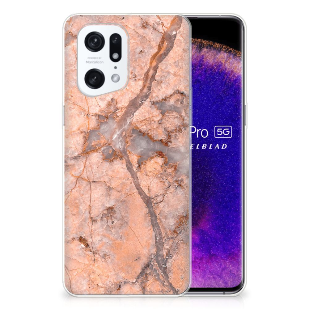 OPPO Find X5 Pro TPU Siliconen Hoesje Marmer Oranje