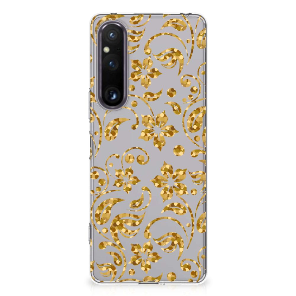 Sony Xperia 1 V TPU Case Gouden Bloemen