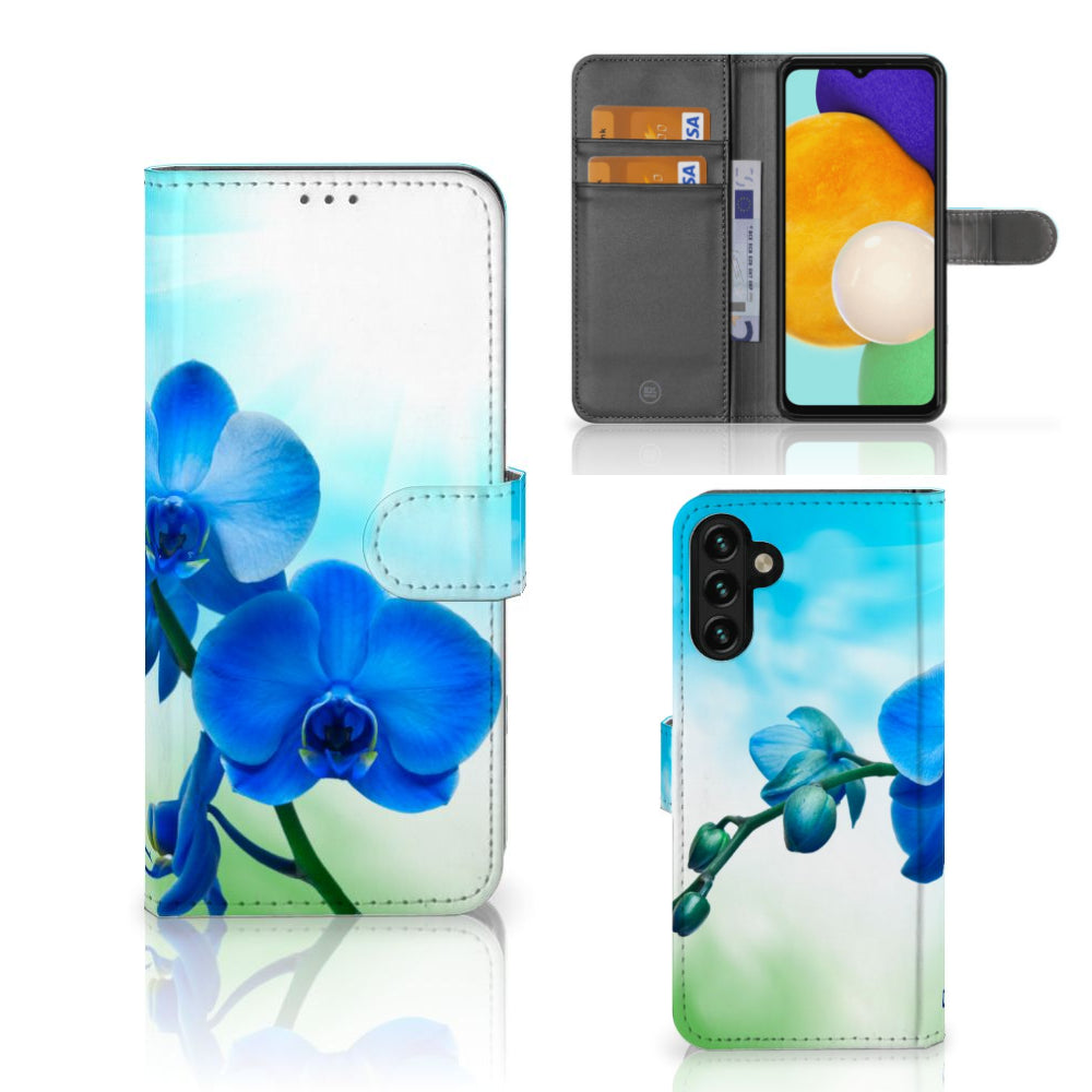Samsung Galaxy A04s | Samsung Galaxy A13 5G Hoesje Orchidee Blauw - Cadeau voor je Moeder