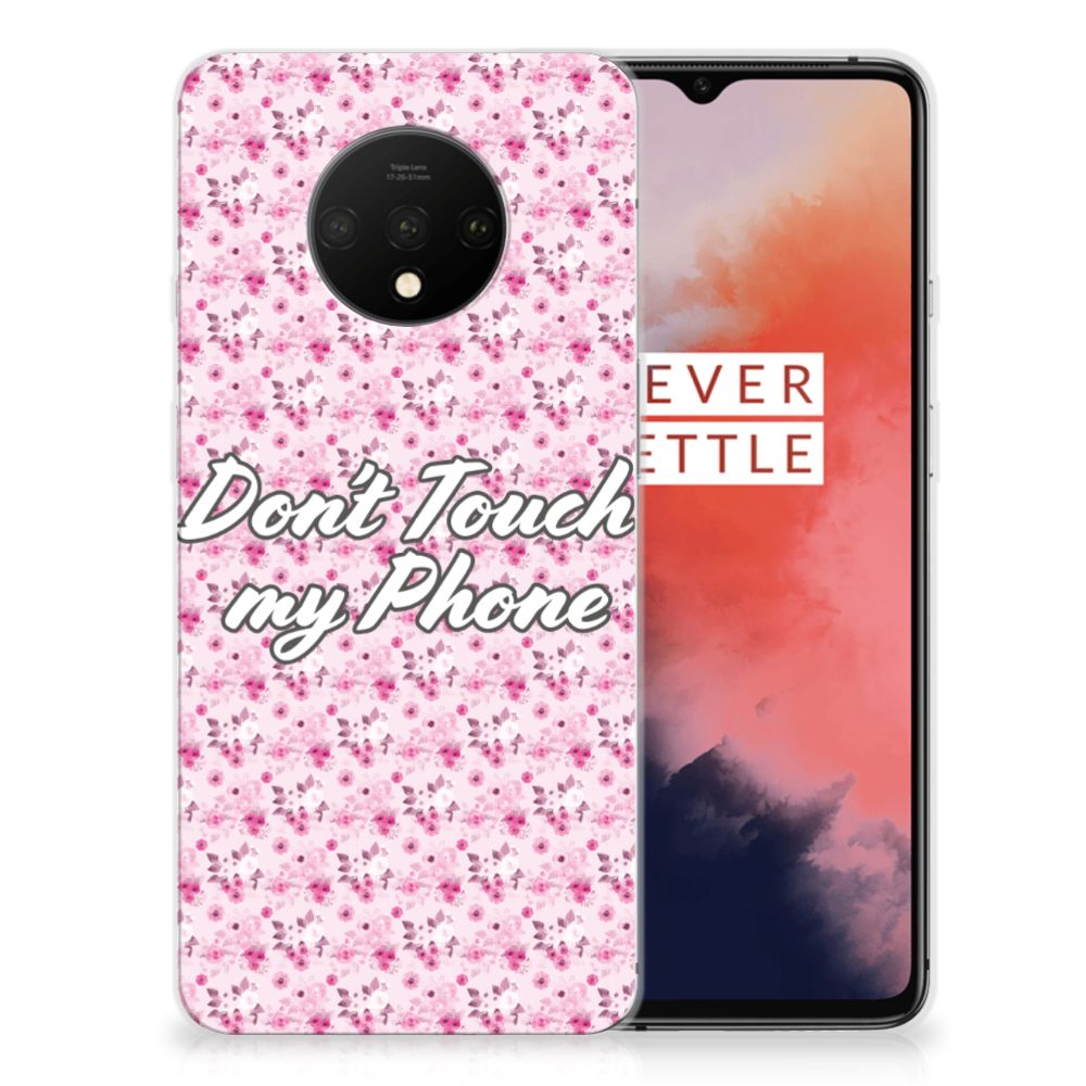 OnePlus 7T Silicone-hoesje Flowers Pink DTMP