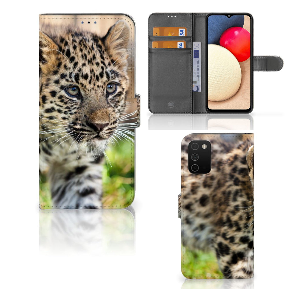 Samsung Galaxy A03s Telefoonhoesje met Pasjes Baby Luipaard