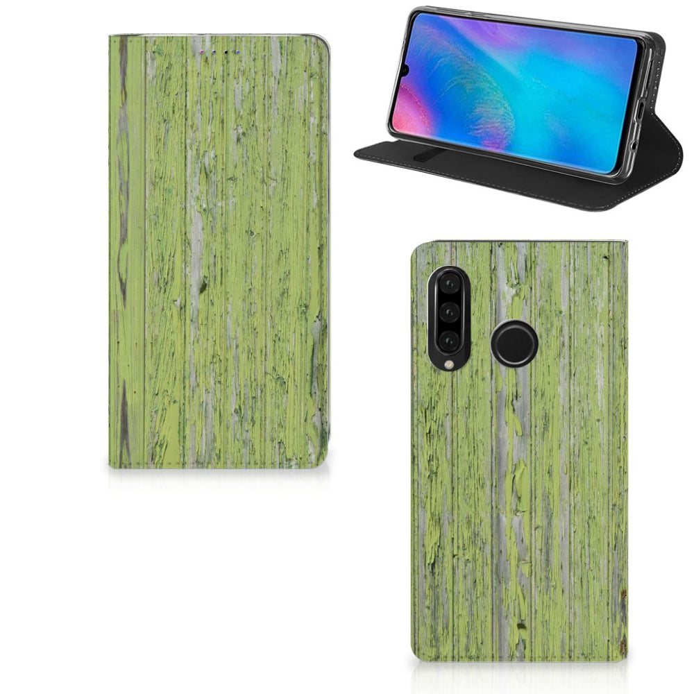 Huawei P30 Lite New Edition Book Wallet Case Green Wood