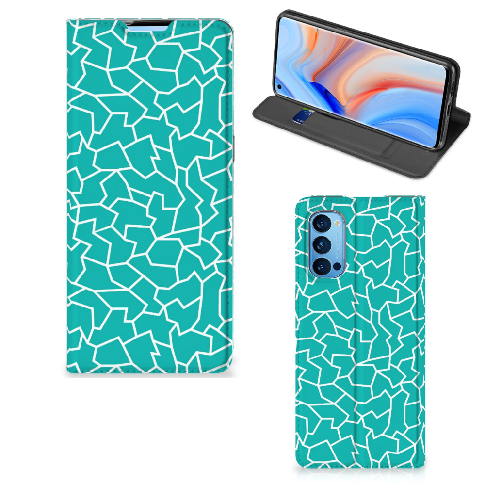 OPPO Reno4 Pro 5G Bookcase Cracks Blue - B2C Telecom