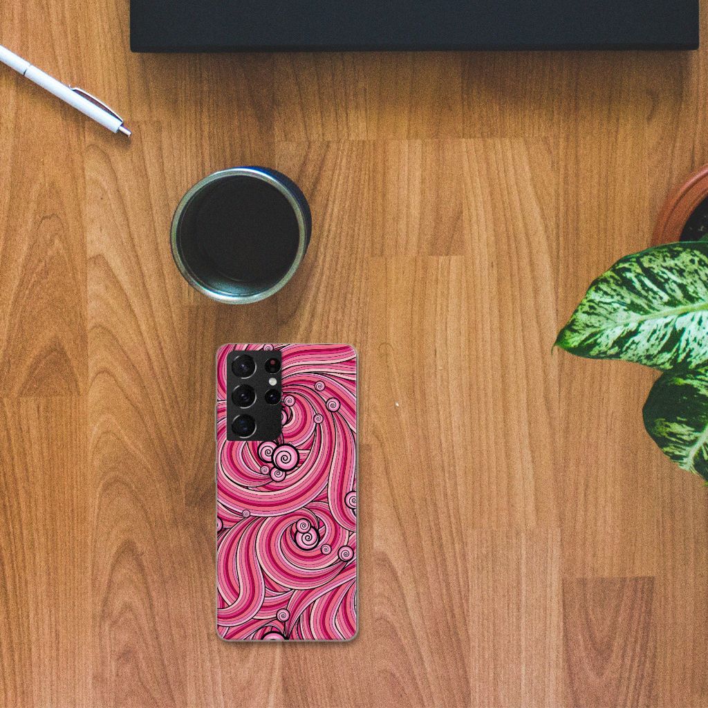 Samsung Galaxy S21 Ultra Hoesje maken Swirl Pink B2C Telecom