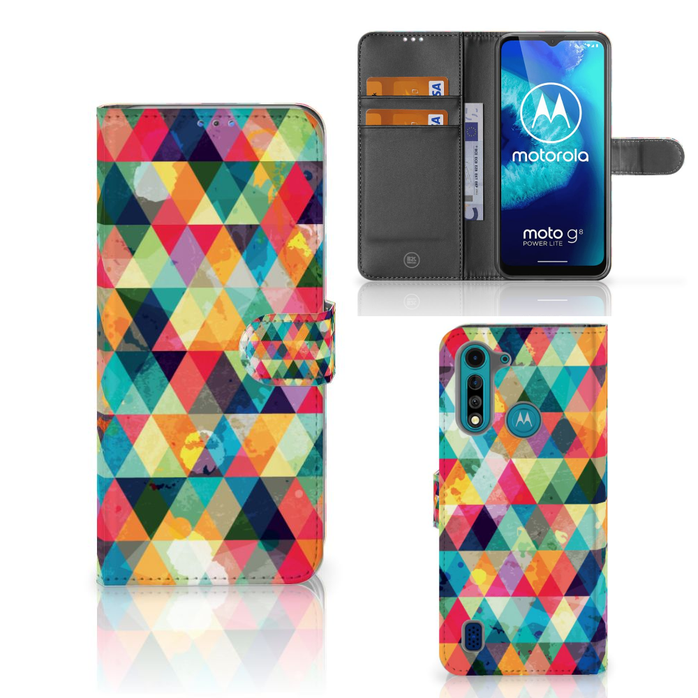 Motorola G8 Power Lite Telefoon Hoesje Geruit