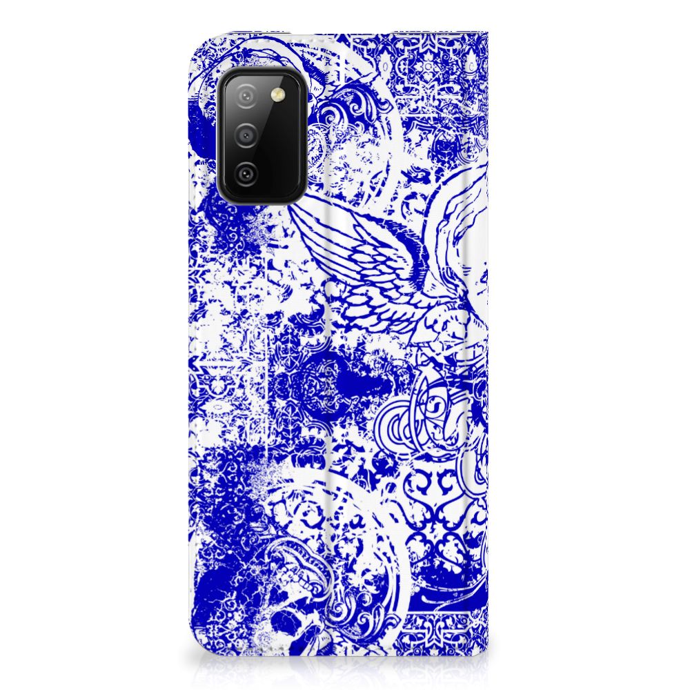 Mobiel BookCase Samsung Galaxy M02s | A02s Angel Skull Blauw - B2C Telecom
