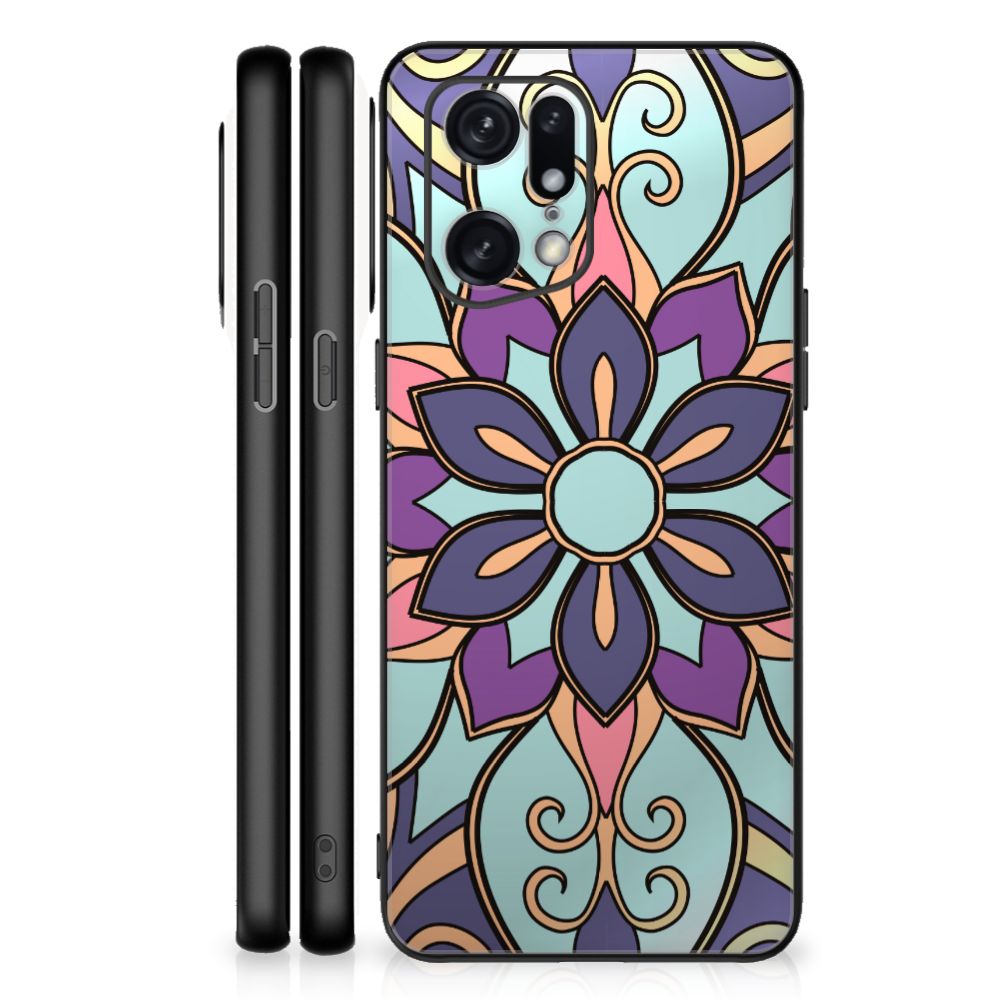 OPPO Find X5 Pro Bloemen Hoesje Purple Flower